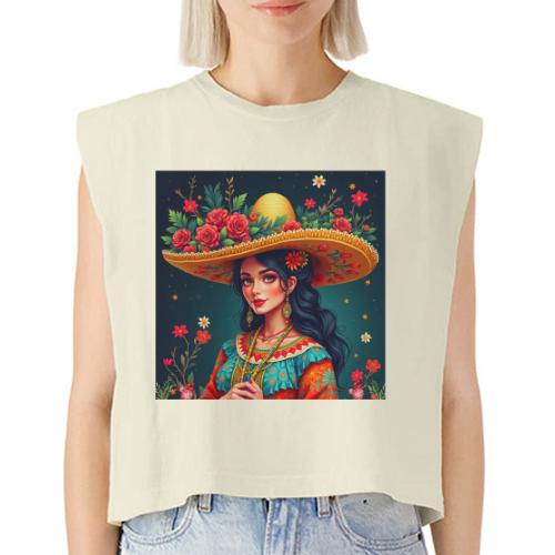 Mexican Design, Regional Mexican Charro Woman - Washed Women´s Muscle Tank Top