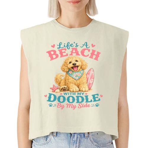 Life's A Beach With My Doodle By My Side - Washed Women´s Muscle Tank Top