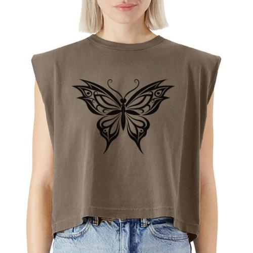 Stenciled🦋 BUTTERFLY - Washed Women´s Muscle Tank Top