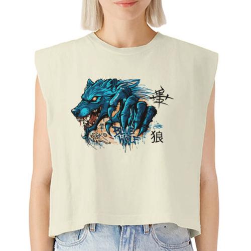 Blue Wolf Graffiti Street Art - Washed Women´s Muscle Tank Top