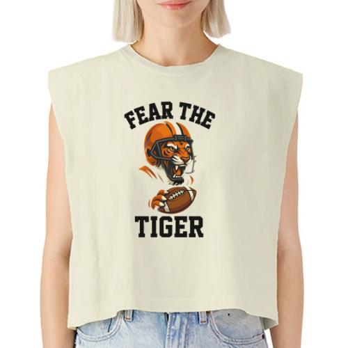 Fear The Tiger Football Helmet T-Shirt - Washed Women´s Muscle Tank Top