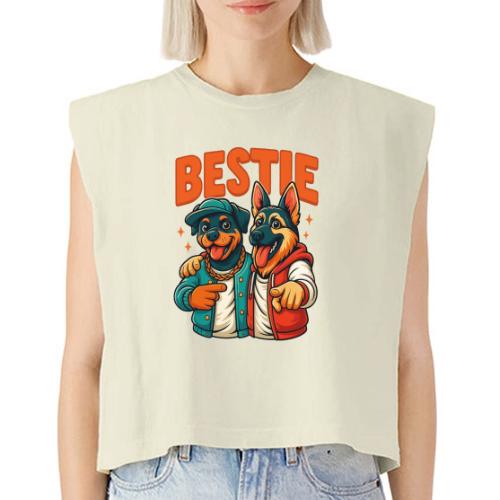 Hip Hop Dog Besties Shirt for Friends & Pet Lovers - Washed Women´s Muscle Tank Top