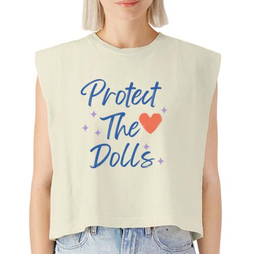 Protect The Dolls | Heart & Stars Typography - Washed Women´s Muscle Tank Top