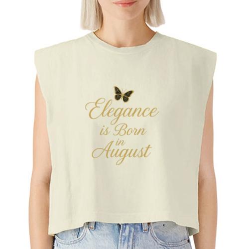 Elegance Is Born in August | Gold Butterfly - Washed Women´s Muscle Tank Top