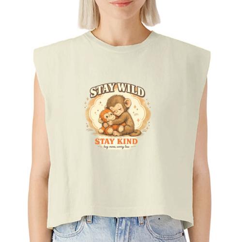 Stay Wild Stay Kind Punch Monkey Hug - Washed Women´s Muscle Tank Top