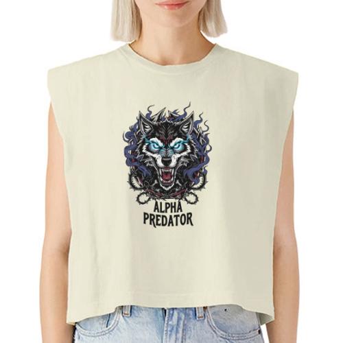 Alpha Predator Wolf Fierce Neon Eyes - Washed Women´s Muscle Tank Top