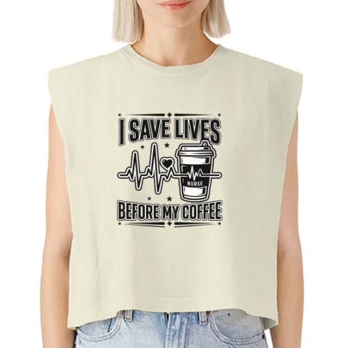 Nurse Coffee Humor - Saving Lives - Washed Women´s Muscle Tank Top