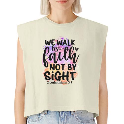 Harmony Collection - We Walk by Faith not by Sight - Washed Women´s Muscle Tank Top