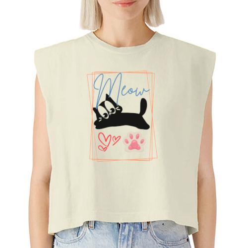 Meow Cat Paw Cute Kitty Lover Design - Washed Women´s Muscle Tank Top