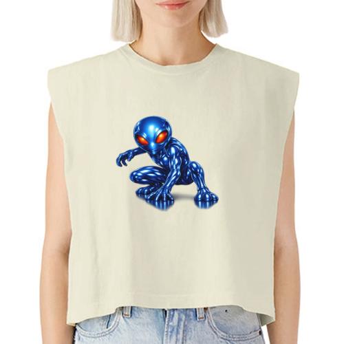 Blue Alien Crouch - Washed Women´s Muscle Tank Top