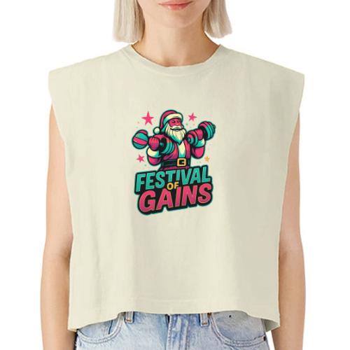 Festival of Gains Funny Gym Santa Christmas - Washed Women´s Muscle Tank Top