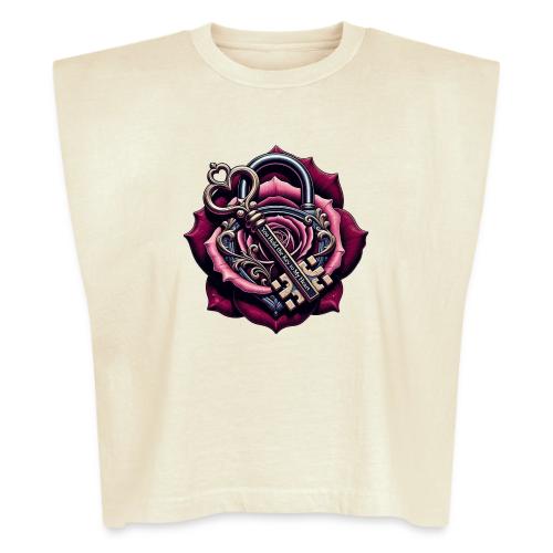 You Hold the Key to My Heart Rose Lock T-Shirt - Washed Women´s Muscle Tank Top