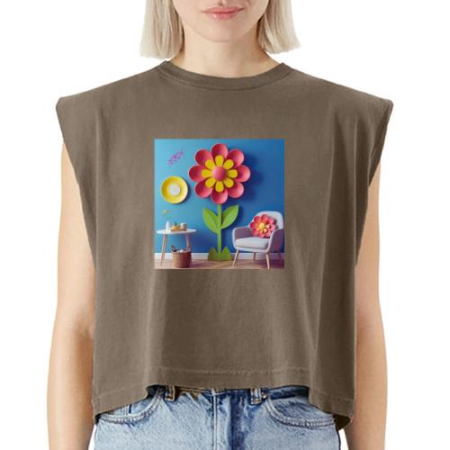 Flower design and harmony of environmental well-be - Washed Women´s Muscle Tank Top
