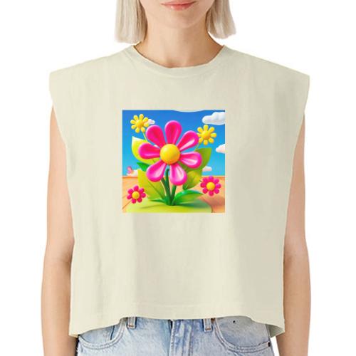 Pink Floral Peace | Sky & Nature Design - Washed Women´s Muscle Tank Top