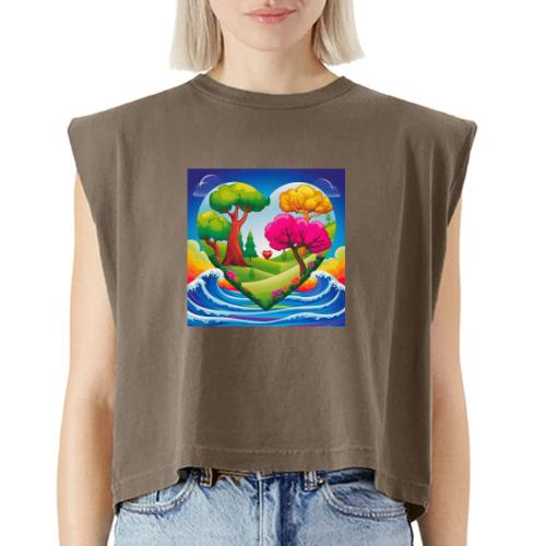 Heart, fantasy, landscapes, nature, fantasy - Washed Women´s Muscle Tank Top
