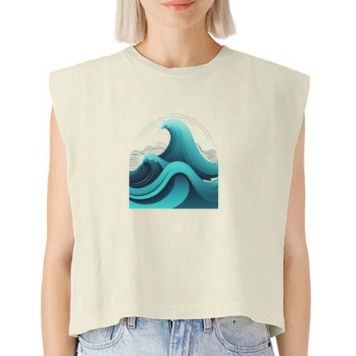 Dynamic Ocean Wave Illustration - Washed Women´s Muscle Tank Top