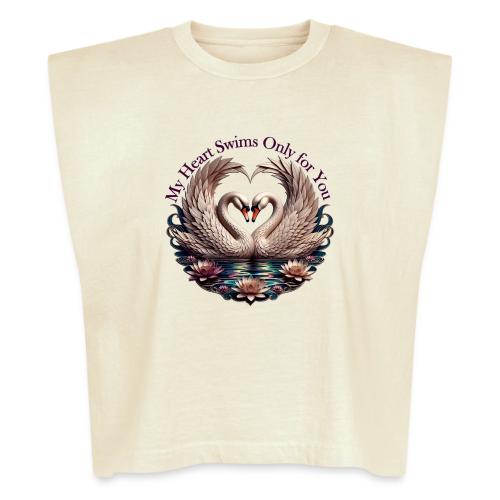 My Heart Swims Only for You Swan Heart T-Shirt - Washed Women´s Muscle Tank Top