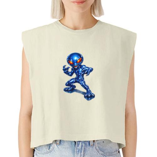 Angry Blue Alien - Washed Women´s Muscle Tank Top