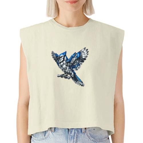Silver Blue Jay Open Wing Perch - Washed Women´s Muscle Tank Top