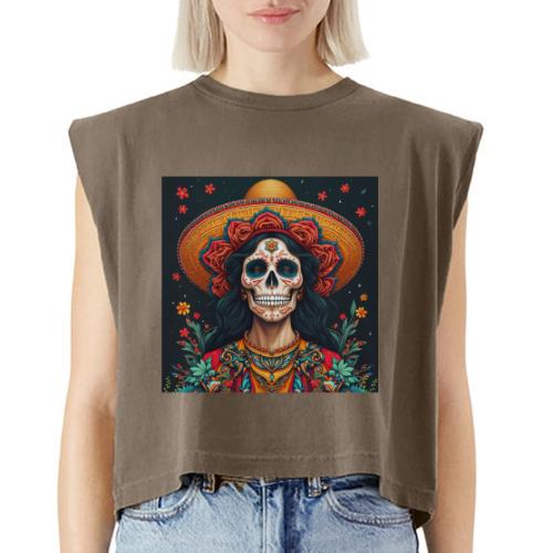 Charra Skull Art | Traditional Mexican Design - Washed Women´s Muscle Tank Top