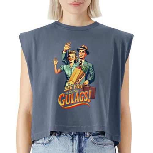 See You In The Gulags, Neighbor! (On White, Front) - Washed Women´s Muscle Tank Top
