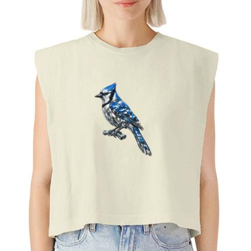Silver Blue Jay on Perch + Flight Stages 2-print - Washed Women´s Muscle Tank Top