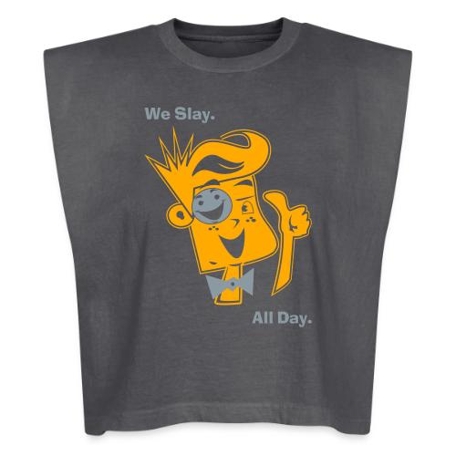 We Slay All Day Shiny Shirt Metallic Silver & Gold - Washed Women´s Muscle Tank Top