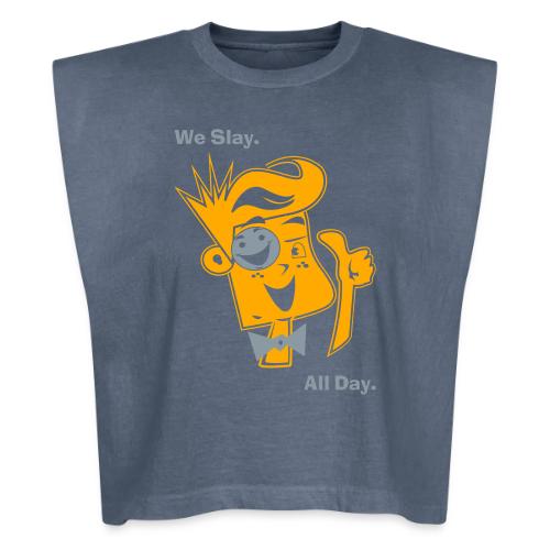 We Slay All Day Shiny Shirt Metallic Silver & Gold - Washed Women´s Muscle Tank Top