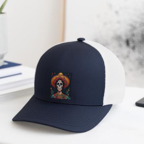 Charra Skull Art | Traditional Mexican Design - Flexfit Fitted Baseball Cap