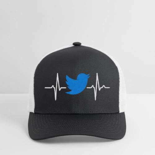 Social Media Heartbeat Blue Bird Graphic - Flexfit Fitted Baseball Cap