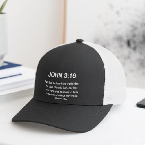 John 3:16 Christian Apparel – White - Flexfit Fitted Baseball Cap