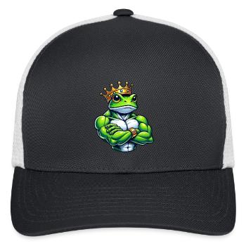 Muscular Frog King Fitness Workout Training - Flexfit Fitted Baseball Cap - dark gray/white - Front