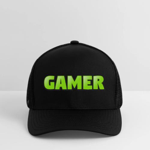 Gamer Neon Green Gaming Logo Design - Flexfit Fitted Baseball Cap