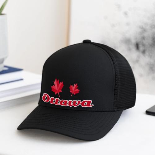 Ottawa with two red maple leaves - Flexfit Fitted Baseball Cap