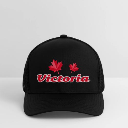 Victoria with two red maple leaves - Flexfit Fitted Baseball Cap