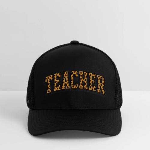 Leopard Print Teacher Typography - Flexfit Fitted Baseball Cap
