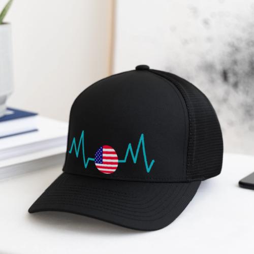 Heartbeat USA Flag – Patriotic American Pride Tee - Flexfit Fitted Baseball Cap