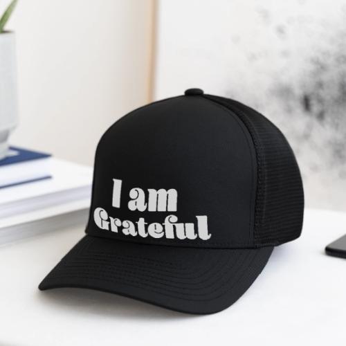 I Am Grateful Affirmation Quote Merch - Flexfit Fitted Baseball Cap