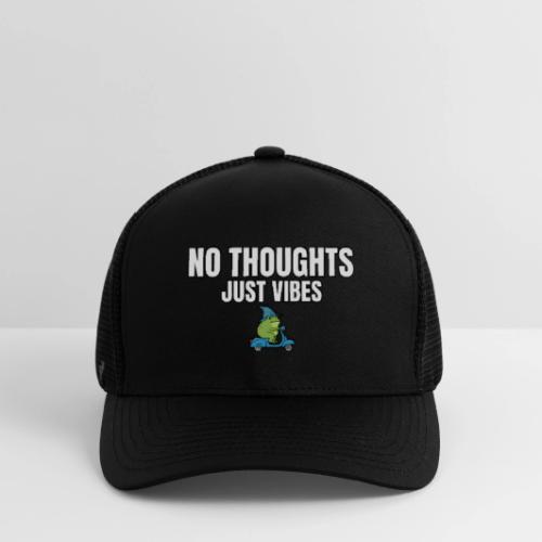 No Thoughts Just Vibes Funny Frog Shirt - Flexfit Fitted Baseball Cap