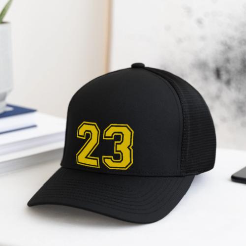 Number 23 in a classic athletic collegiate font - Flexfit Fitted Baseball Cap