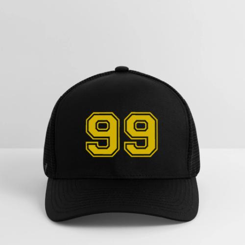 Number 99 in a classic athletic collegiate font - Flexfit Fitted Baseball Cap