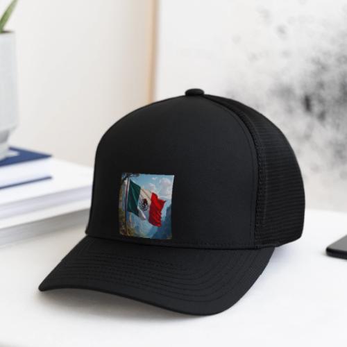 Mexican Flag in Mountain Nature Landscape - Flexfit Fitted Baseball Cap