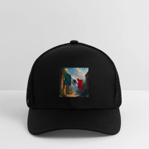 Mexican flag in Magical Town and Nature - Flexfit Fitted Baseball Cap