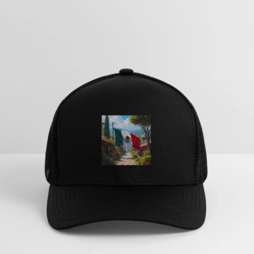Mexican flag surrounded by nature and magic town - Flexfit Fitted Baseball Cap