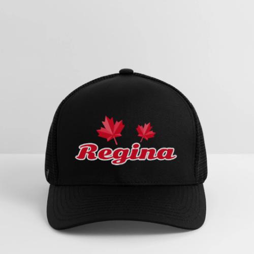 Regina with two red maple leaves - Flexfit Fitted Baseball Cap