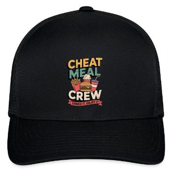 Retro Fast Food Squad – Cheat Meal Crew Tee - Flexfit Fitted Baseball Cap - black - Front