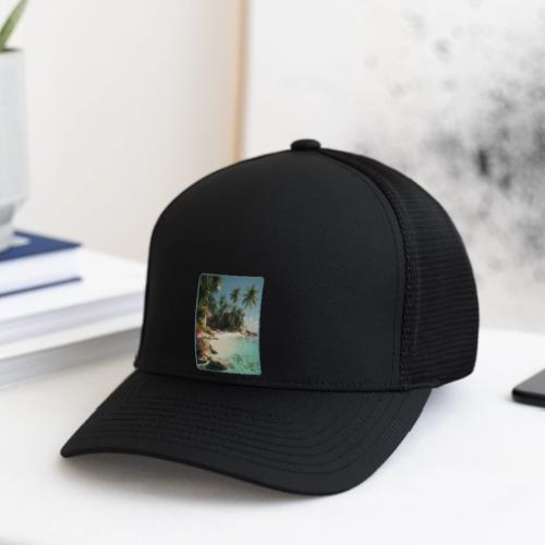 Serene Tropical Beach Floral Design - Flexfit Fitted Baseball Cap