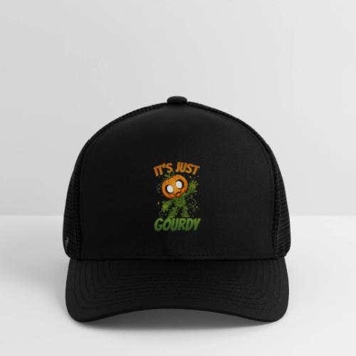 Cute Pumpkin Monster “It’s Just Gourdy” Funny - Flexfit Fitted Baseball Cap