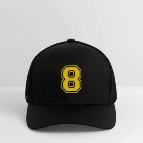 Number 8 in a classic athletic collegiate font - Flexfit Fitted Baseball Cap