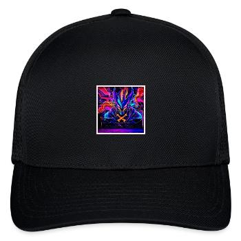 Neon Cyber Guardian Art - Flexfit Fitted Baseball Cap - black - Front